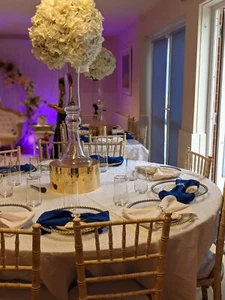 Gold Beaded Charger plates and Gold Cutlery Sets HIRE Wedding Event Party.. - Picture 1 of 15