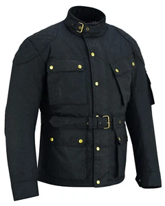NEW Classic Motorcycle Waxed Cotton CE Armour WP Breathable Biker Jacket - Picture 1 of 9