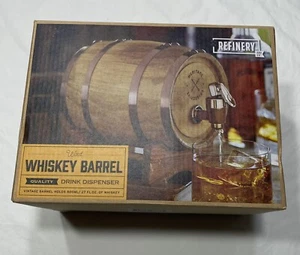 NEW Box Whiskey Barrel Wooden Whisky Decanter Drink Dispenser Mini Home Bar Gift - Picture 1 of 8
