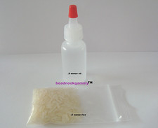 Lot Clear Magnifying Suspension OIL & RICE Write Names Vials Crafts .5oz each