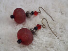 Red Net Bead Pierced Earrings (B44)