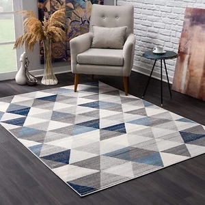 8' X 11' Navy Blue Geometric Diamond Area Rug - Picture 1 of 1