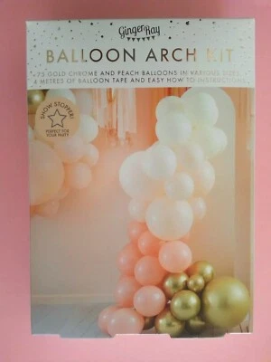 Ginger Ray 气球拱门套件 75 金铬和桃子 - 磁带和粘合剂 - 全新 — 第 1/4 张图片