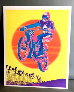 Original Vintage Day Glo Motocross Dirt Poster 70er Motorrad Racing Flying High - Bild 1 von 7