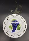 Grape Cluster Plate Satin Ribbon Reticulated White Porcelain Cottage Core