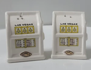 Juego de Saleros De Colección Máquinas Ranura de Cerámica Blanca Souvenir de Las Vegas - Imagen 1 de 7