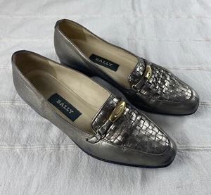 Bally Vanessa Gold Leather Loafers Women's Size 5M Woven Flat Made in Italy - Picture 1 of 10