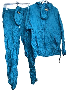 Vintage REI Packable GREEN Windbreaker Regenjacke mit Kapuze und Hose LARGE - Bild 1 von 23