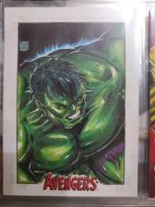 2011 Ritten MARVEL MASTERPIECES HULK ARTIST SKETCH CARD Oak 1/1 Melike Acar Rare - Bild 1 von 3