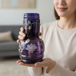 Bill FENTON Glass Tumble Up Royal Purple Colonial Scroll #46 Artist Signed - Picture 1 of 8