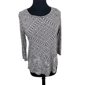 Lucky Brand Women's Floral Knit Top Black Long Sleeve Size M 2026 - Picture 1 of 9