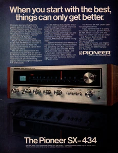 vtg 70s PIONEER STEREO RECEIVER MAGAZINE PRINT AD Hi-Fi AM/FM SX-434 Pinup Page - Picture 1 of 1