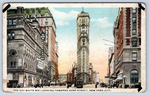 1910-20's THE GAY WHITE WAY 42nd STREET NEW YORK CITY WONDERLAND POSTCARD - Picture 1 of 2