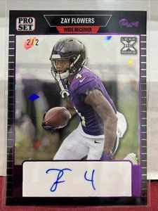 2023 Leaf Pro Set Zay Flowers Purple Rookie Auto /2 Baltimore Ravens - Picture 1 of 2