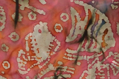 33" x 44" Unbranded Batik Fabric Fish Bubbles Dark Pink Gray Mottled Look - Image 1 of 4