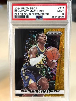 2024-25 Panini Deca Prizm #119 Bennedict Mathurin Black Gold Shimmer /8 PSA 9 - Image 1 of 3