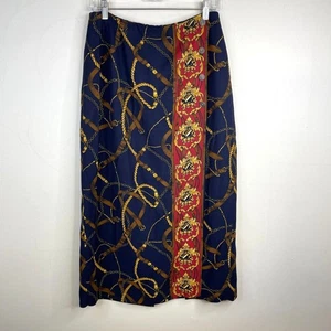 Vintage Heritage Old Money Equestrian CHAIN Print Midi Skirt 10 Timeless Classic - Bild 1 von 14