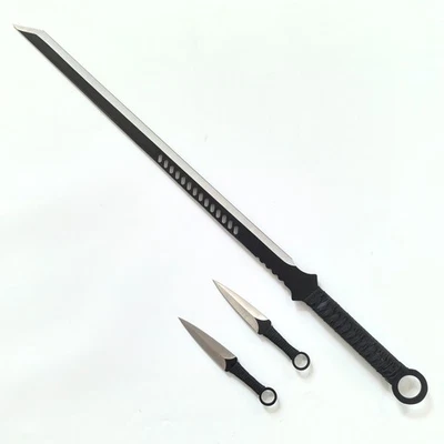 28in Metal Straight Sword/Black Sword/Gift Of Small Dagger/Sharp/Battle Ready - Image 1 of 4
