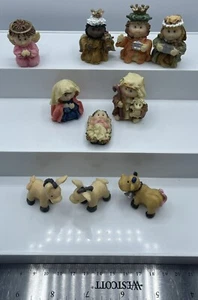 10 pc Nativity Set Figures Christmas Polystone Resin Mini 2 1/2" - Retro Design - Bild 1 von 11