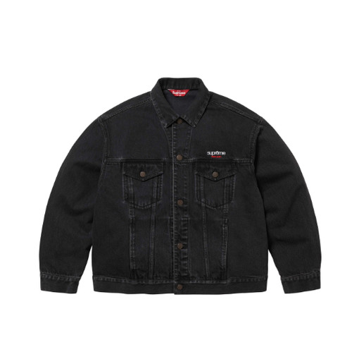 Giacca Camionista Supreme Denim Nera Taglia Media Classico Logo New York Jean