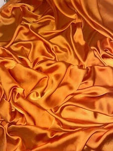 1 meter orange silky lightweight charmeuse satin dress fabric 58” wide - Picture 1 of 4