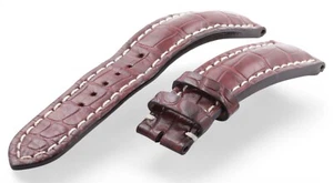 24mm Genuine BREITLING Red Brown Crocodile Leather Watch Strap Band - 24/20mm - Picture 1 of 7