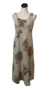 Karen Kane Women’s Vintage Floral Linen Midi Dress size 6 Scoop Neck made in USA - Picture 1 of 9