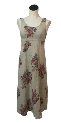 Karen Kane Women’s Vintage Floral Linen Midi Dress size 6 Scoop Neck made in USA - Image 1 of 4
