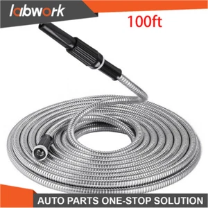 Labwork Stainless Steel Metal Garden Water Hose Pipe 100Ft Flexible Lightweigh - Picture 1 of 14