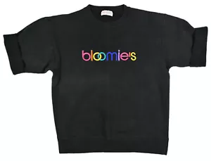 Vintage Bloomingdale's Bloomies Sweatshirt Size L Black Cut-Off Sleeves '90s - Picture 1 of 11