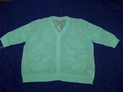 Suéter Floral Tejido Abierto Denim & Co. Essentials - Talla 3X - Nuevo - Espuma de Mar Ligera Foto 1 de 4