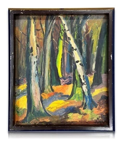 Johannes Sack 1890-1958 - Expressionistisches Waldstück – Öl auf Karton signiert - Bild 1 von 13