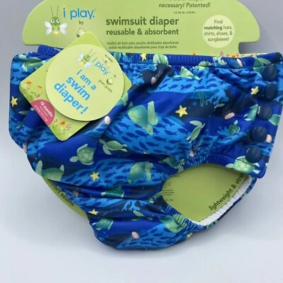 Swim Diaper I Play by Green Sprouts Baby 18M Blue Turtle Reusable Absorbent 18 M - Image 1 of 4