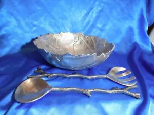 Martha Stewart 12" Park Leaves Collection Salatschüssel + GRATIS Set Salatbesteck - Bild 1 von 6