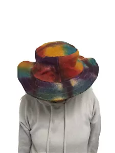 Rainbow Natural Eco Hemp Sun Hat Wire Brim Shapeable Packable Colourful Hippie - Picture 1 of 7