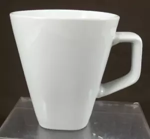 CANOPY White Square Bottom-Handle High Gloss Coffee Tea Mug Cup Porcelain 12 oz - Picture 1 of 10
