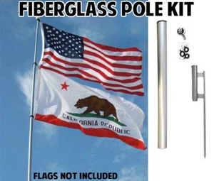 24ft Telescoping Fiberglass Pole Tail Gate Pole Flag Pole & Ground Spike Kit - Picture 1 of 6