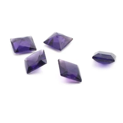 Lot (5) Czech vintage square faceted Violet glass rhinestones 12mm - Image 1 of 2