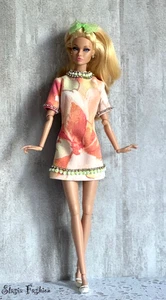 OOAK MOD Beaded Floral Dress/Shoes Poppy Parker Silkstone Barbie Misaki JHD Miz - Picture 1 of 4