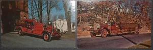 lot of 2 Postcard Fire Truck Engine 1912 Seagrave Ladder & 1928 Pawcatuck trucks - Picture 1 of 3