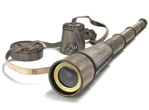Telescopio de vidrio espiral de cuero vintage de aspecto retro regalo militar portátil para hombre/hijo - Imagen 1 de 6