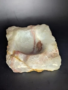 Vtg Ashtray Natural Stone Onyx & Raw Edge Casa de Piedras Made in mexico - Picture 1 of 8