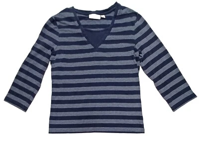 Camisa Croft & Barrow manga 3/4 a rayas azul y gris. Mujer Talla Pequeña. Foto 1 de 4