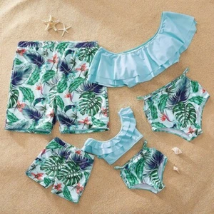 Family Matching Swimsuit Mother Daughter Swimwear Father Son Swimming Shorts - Picture 1 of 6