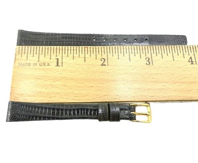 NOS Speidel 10mm/R Charcoal Gray Genuine Lizard Leather Watch Band Strap (B288) - Image 1 of 3