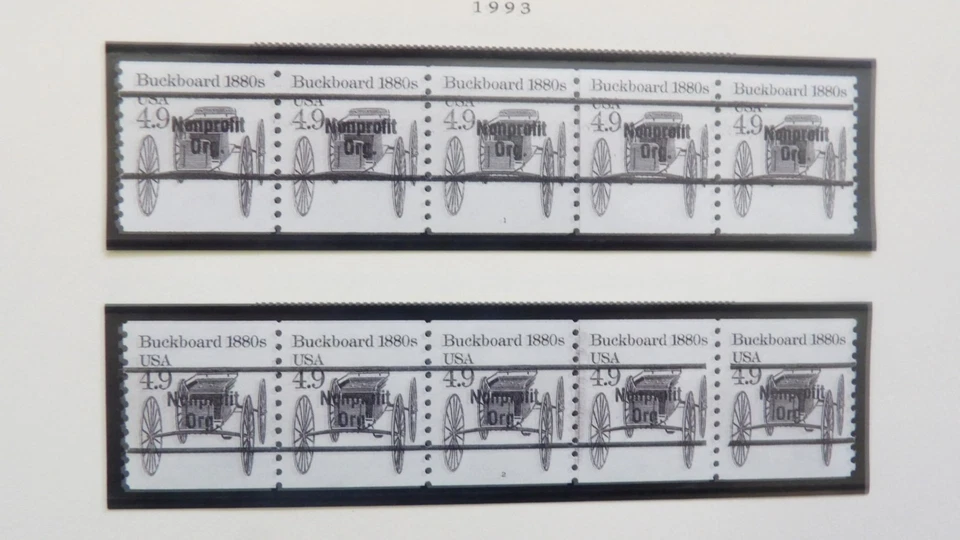 #2124a 4.9c Buckboard Bureau Precancel PNC5 #1 & 2 MNH OG VF Line Gap on #2 - Image 1 of 1