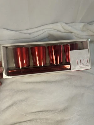 Juego de Candelabros Votivos Elle Decor Vidrio Rojo con Bandeja Navidad Decoración del Hogar Foto 1 de 4