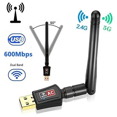 USB WIFI Adapter Dongle High Speed 600Mbps For PC Dual Band Wireless 2.4/5GHz - Image 1 of 4