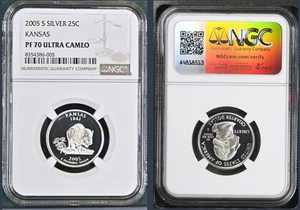 2005 S PF70 Silver Kansas Quarter Ultra Cameo  - Picture 1 of 1