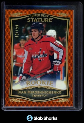 2023 UPPER DECK STATURE IVAN MIROSHNICHENKO ROOKIE ORANGE RC /199 - Image 1 of 4